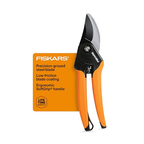 Fiskars SoftGrip Bypass Pruning Shears, 5/8” Cut Capacity Garden Clippers | Right and Left-Handed Use, Steel Blade with Low Friction Coating, Rust Resistant Garden Clippers for Stems & Branches - style: Soft Grip Pruner