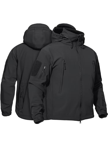 TACVASEN Men's Tactical Softshell Jacket Winter Soft Warm Fleece Lined - color: Black, size: Small