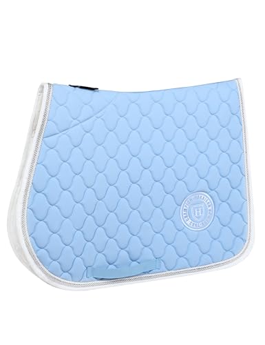 Harrison Howard English Saddle Pad for Horses, Cushioned Breathable Riding Pad, High Wither Contoured All Purpose - color: Ice Blue