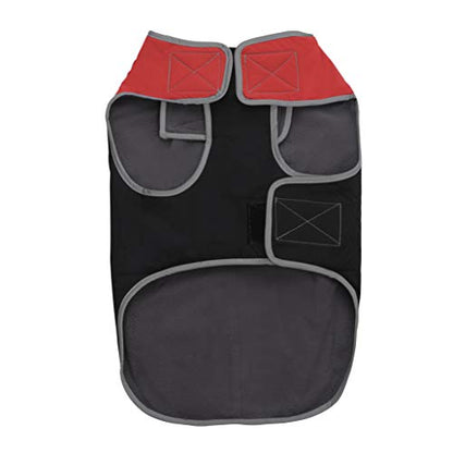 Jacket for All Dogs, Fleece-Lined, Waterproof Doggie Vest, Reflective Pet Parka (6800) (X-Small, Red and Black) - color: Red/Black, size: X-Small