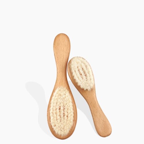BoAn Wooden Baby Hair Brush,Natural Soft Goat Bristles,Cradle Cap Brush for Newborns & Toddlers,Perfect Scalp Grooming Product for Infant