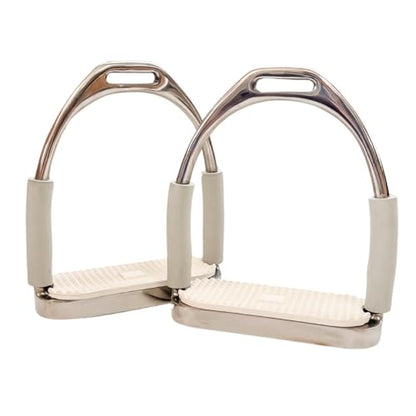 AJ Tack Jointed Flex Stirrup Irons White 4.25 4.5 4.75 in - size: 4 1/4"