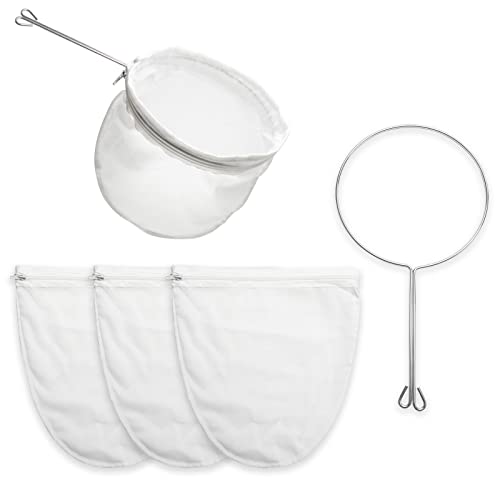 Ultra Fine Mesh Strainer Bag Reusable Food Grade Filter Zipper Bags with Stainless Steel Handle for Filter Coffee Tea Milk Juice Oil