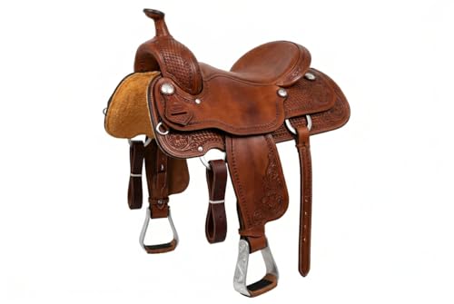 CHALLENGER Horse Saddle Stirrups Western Saddle Engraved Aluminum Angled Slanted Bell 51188