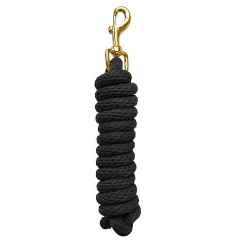 5/8" x 8' Nylon Horse Lead Rope with Cast Iron Hardware (Black) - color: Black