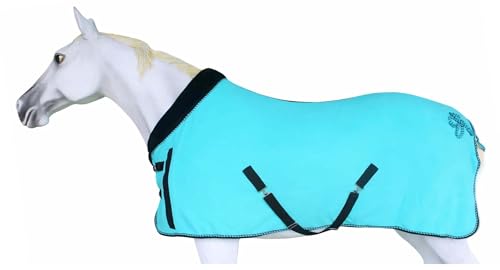 Challenger Horse Soft Fleece Cooler Contoured Exercise Blanket Liner Sheet Wicks 43MI02TR - color: Turquoise, size: 80 inches