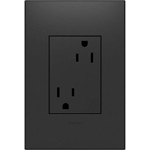 Legrand adorne 15A Tamper-Resistant Outlet With Matching Wall Plate (Graphite Finish), ARTR153G4WP - color: Graphite, size: 1-Pack With Wall Plate