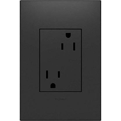 Legrand adorne 15A Tamper-Resistant Outlet With Matching Wall Plate (Graphite Finish), ARTR153G4WP - color: Graphite, size: 1-Pack With Wall Plate