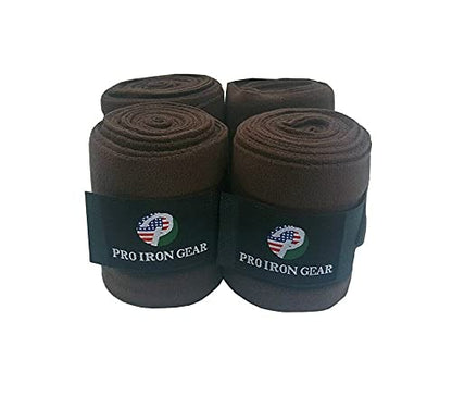 Horse Fleece Wraps Bandages/Polo Wraps/Stable Wraps Equestrian Leg Wraps Set of 4 Equestrian Boot Protection (Dark Brown) - color: Dark Brown