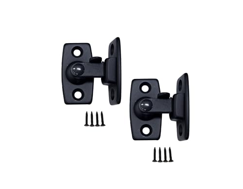 QCAA Heavy Forged Solid Brass Door Latch, 90 Degree Right Angle Door Latch Buckle for Doors & Windows, Small, 1.75", Matte Black, 2 Pack, Made in Taiwan - color: Matte Black-1.75", size: 2 Pack