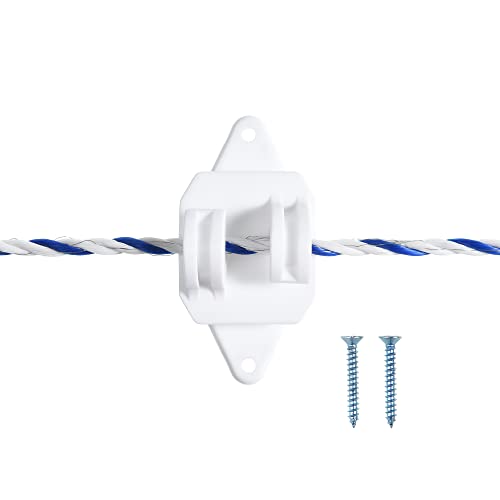 25 Pack Electric Fence Wood Post Claw Insulators, White | Nail on Insulator, Hi-Tensile, Heavy-Duty Fencing Wire Polywire