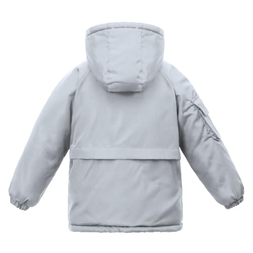 Kids Winter Fleece-Lined Coats For Boys Puffer Jackets With Hood - color: Grey, size: 4-5T