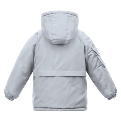 Kids Winter Fleece-Lined Coats For Boys Puffer Jackets With Hood - color: Grey, size: 8-9 Years