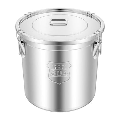12.7Gal Stainless Steel Canister with Airtight Lid 58-73Lbs Flour Storage Containers for Kitchen Metal Rice Bucket Coffee Canister Dog Food Container Milk Can w/Handles&Sealing Buckles (48L) - color: 48L