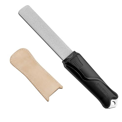 SHARPAL 127N Dual-Grit Diamond Sharpening Stone File | Garden Tool Knife Sharpener Coarse 325 / Extra Fine 1200 Grit, For Lawn Mower Blade, Axe, Hatchet, Hedge Shears - style: Sturdy Handle with Leather Strop