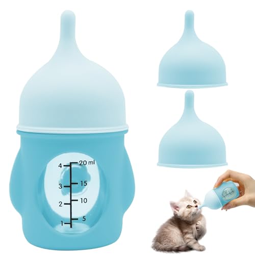 Pet Feeder Bottle Kitten Bottle Anti Choking Design(Blue,20 ml) - color: blue
