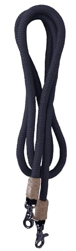 8' Round Braided Nylon Cord Roping Reins (Black) - color: Black