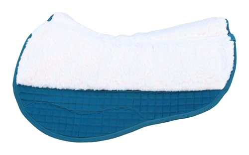 Horse Western 28"x32" Quilted Barrel Contoured Fur Padded Saddle Pad Teal 39230
