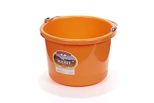 Plastic Animal Feed Bucket (Navy) - Little Giant - Round Plastic Feed Bucket with Metal Handle (8 Quarts / 2 Gallons) (Item No. P8ORANGE6) - color: Orange