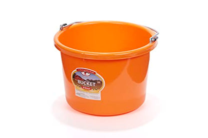 Plastic Animal Feed Bucket (Navy) - Little Giant - Round Plastic Feed Bucket with Metal Handle (8 Quarts / 2 Gallons) (Item No. P8ORANGE6) - color: Orange