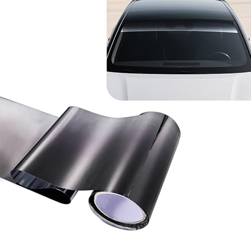 Car Windshield Tint Strip, 7.87" x 59" Gradient Black Windshield Banner Sticker, Anti-Glare Sunproof Exterior Windscreen Protective Film, Cuttable to Fit Most Vehicles (Black #D) - color: Black #D