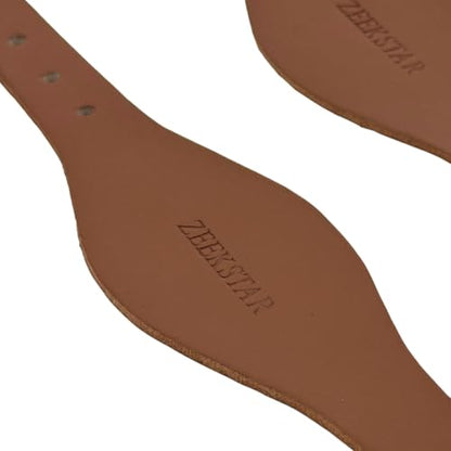 Pair of Leather Stirrup Hobble Straps Adjustable Replacement Straps for Western Saddles with Stainless Steel Buckle Closure - color: Brown