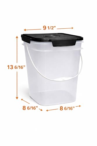 House Naturals 4 Gallon Square Food Grade Plastic Bucket with Lid, (Pack of 2) BPA Free (Clear) - color: Clear