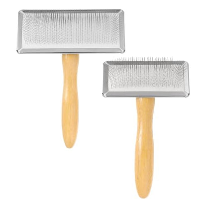 MECCANIXITY 2 Pcs Wool Carder, Hand Carding Brush 1 Large and 1 Medium Wooden Pet Grooming Tool for Needle Felting Pet Grooming Weaving Craft Supplies, Silver, Wood Color - style: 1 Large and 1 Medium