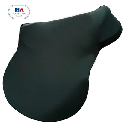 Majestic Ally English Saddle Cover with Adjustable Handle, 4-Way Stretch Spandex/Elastane Fabric, Multiple Colors (Hunter Green) - color: Hunter Green