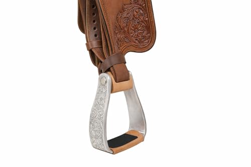 Horse Western Saddle Aluminum Engraved Roper Angled Slanted Stirrups 51228