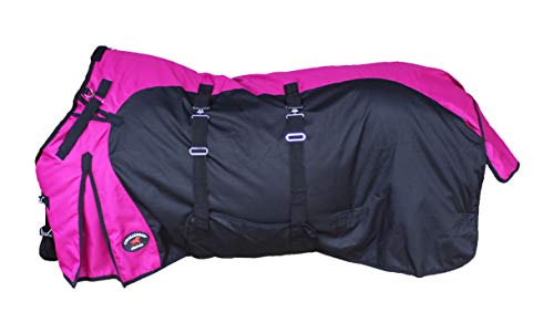 78" 1200D Turnout Waterproof Fleece Lined Medium Winter Blanket Raspberry 383LG - color: Raspberry Black Wave, size: 78 inches