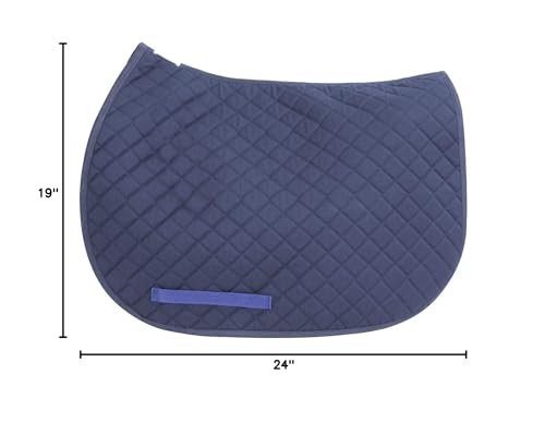TuffRider Basic Pony Saddle Pad – Diamond Quilted, Flannel Lined, Breathable Schooling Pad for Horses - color: Navy