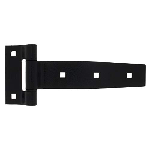 TCH Hardware 2 Pack 8-inch Stainless Steel Strap Tee Hinge, Heavy Duty | Garage, Barn Door, Gate, Shed, Cargo Box, Trailer and Truck Strap T Hinge | (2 Pack, Black) - 505-2208816 - color: Black, size: 8 Inch