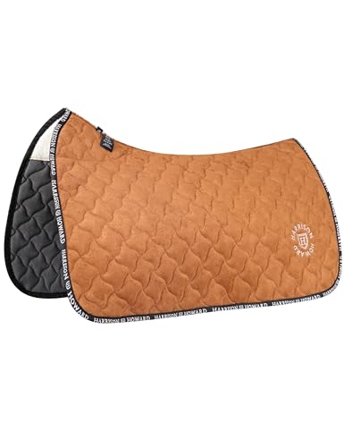 Harrison Howard Far Infrared Saddle Pad with Ceramic-Infused Heat Reflection Western Saddle Pad for Daily Riding Training - color: Brown