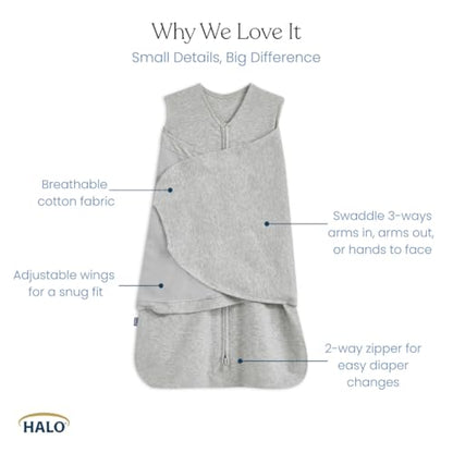 HALO 100% Cotton Sleepsack Swaddle, 3-Way Adjustable Wearable Blanket, TOG 1.5, Clouds, Small, 3-6 Months - color: Clouds, size: Small (Pack of 1)