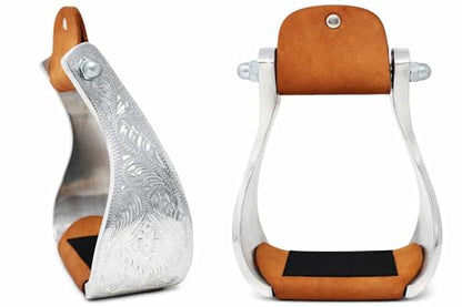 Horse Saddle Stirrups Western Aluminium Engraved Trail Riding 51204