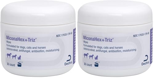 MiconaHex+Triz Wipes,2.25" round for Dogs,Cats and Horses,jar,50 Count (Pack of 2) - size: 50 Count (Pack of 2)