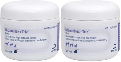 MiconaHex+Triz Wipes,2.25" round for Dogs,Cats and Horses,jar,50 Count (Pack of 2) - size: 50 Count (Pack of 2)
