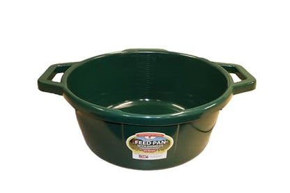 Little Giant® Feed Pan with Handles - 22 Quart - Heavy Duty Plastic Livestock Feeder and Waterer Pan Bucket Tub - Green - color: Green