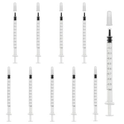 10 Pack 1ml/cc Syringe with Cap, Small Plastic Syringes without Needle, Individually Wrapped, for Liquid Oral Measurement, Scientific Lab, Colostrum Collect, Feeding Pet, Watering