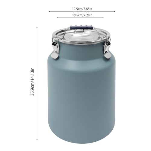 DYNAMI 3.2Gal Stainless Steel Airtight Canister,Large Metal Food Storage Container,Stainless Steel Bucket Milk Can Milk Jug With Lid&Handle, for Kitchen Rice Flour Coffee Bean (Blue) - color: Blue