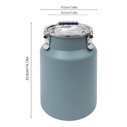 DYNAMI 3.2Gal Stainless Steel Airtight Canister,Large Metal Food Storage Container,Stainless Steel Bucket Milk Can Milk Jug With Lid&Handle, for Kitchen Rice Flour Coffee Bean (Blue) - color: Blue