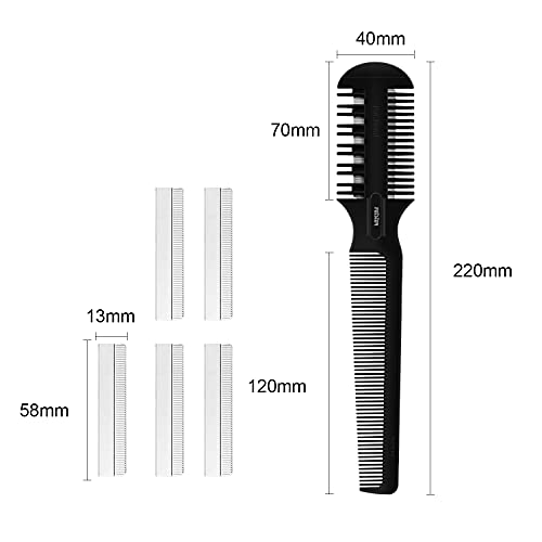 Hair Cutting Comb - Double Edge Razor for Thin and Thick Hair Trimming and Styling with 5 PCS Spare Blades (Pack of 2) - size: Medium (Pack of 2)