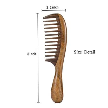 Louise Maelys 2 Pack Wooden Wide Tooth Combs For Curly Hair - color: Wide Tooth+Black Sandalwood