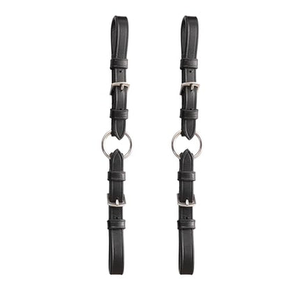 Exion Adjustable Pelham Bit Converter – Leather English Horse Riding Roundings with Double Buckles & Central Rein O-Ring, Single Rein Pelham Straps Adapter for Bridles (Pair, Full Size)