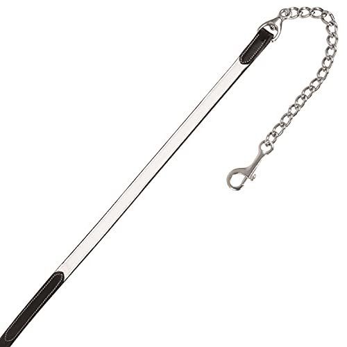 Exion Leather Soft Padded White Halter and Leather Lead with Chain Combo | Adjustable Padded Leather Halter with Snap | Padded Crownpiece | Black/Havana Brown Leather | Horse/Cob/Warmblood/Pony - color: Havana (Choco Brown), size: Pony (Small Size)-Vegeta
