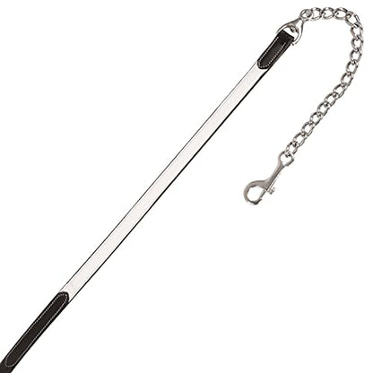 Exion Leather Soft Padded White Halter and Leather Lead with Chain Combo | Adjustable Padded Leather Halter with Snap | Padded Crownpiece | Black/Havana Brown Leather | Horse/Cob/Warmblood/Pony - color: Havana (Choco Brown), size: Pony (Small Size)-Vegeta
