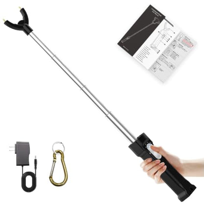 Cattle Prod Rechargeable with Led Light, Waterproof Cattle Prod Stick, Retractable Cattle Prod, Lightweight Pig Cattle Prod Livestock, Cow Prod, Electric Cattle Prod, 37 Inch, Black - color: Black