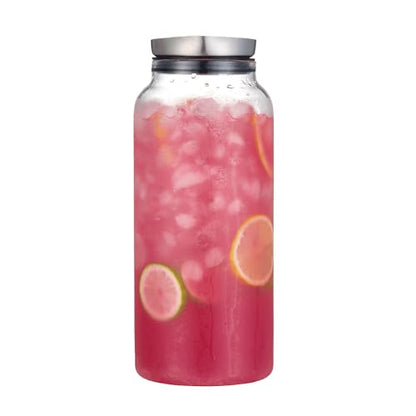 Purefold 68 Ounces Glass Pitcher with Lid, Hot/Cold Water jug for Coffee | Coffee, lemonade, iced tea, juice pitcher. Leakproof stainless steel lid, dishwasher safe. BPA free borosilicate glass. - size: 68 Ounces