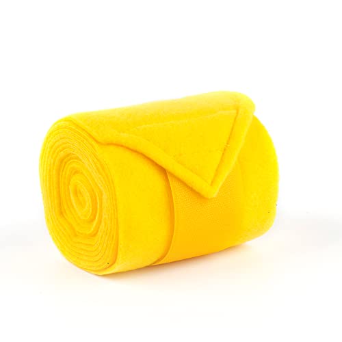 Horse Polo Wraps 2.5m Soft Fleece Polo Wraps Equestrian Leg Bandage Wrap Set of 4 Packs (Yellow - 2.5m) - color: Yellow - 2.5m